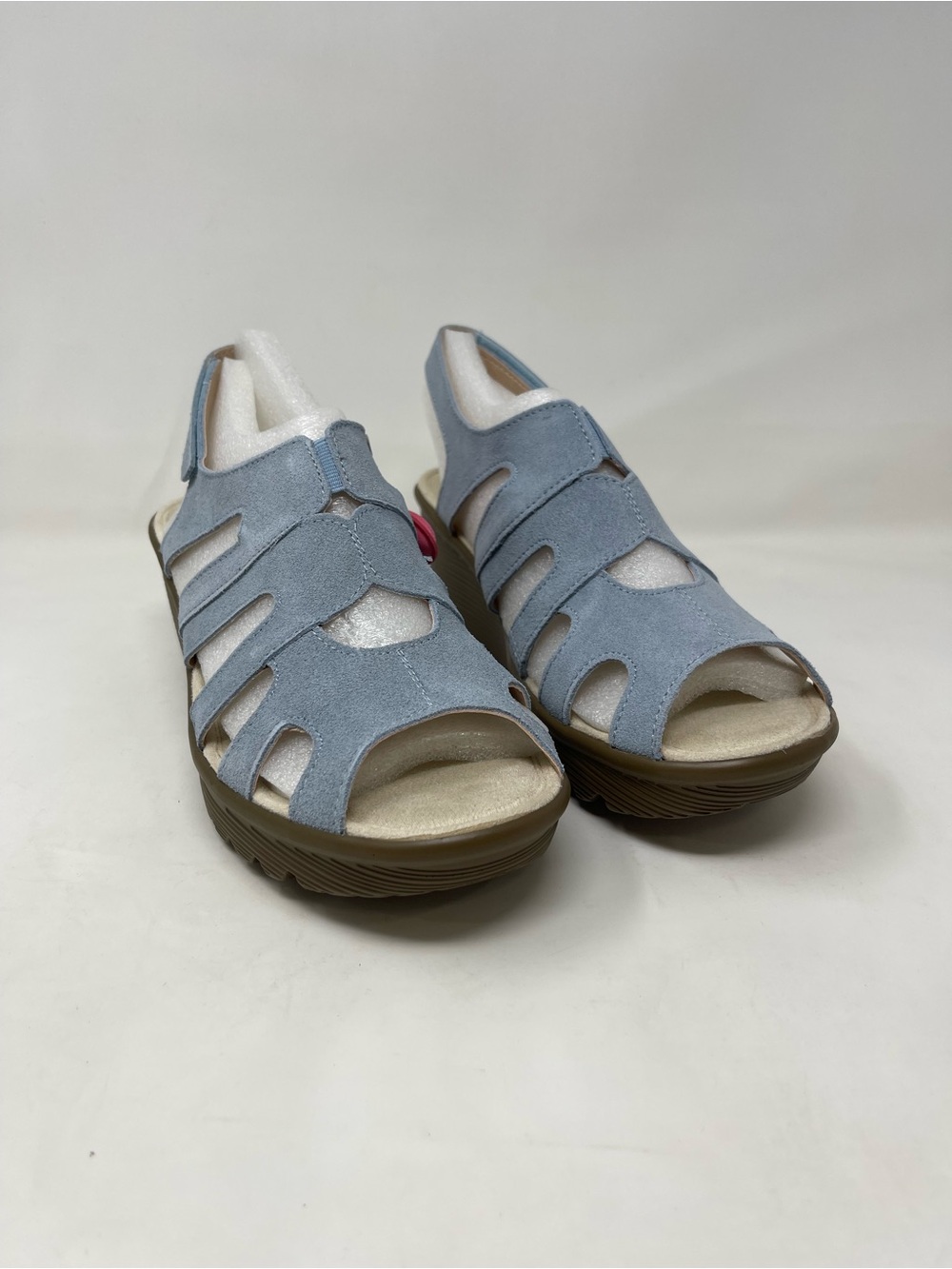 Skechers Light Blue Suede Strappy Comfort Sandals